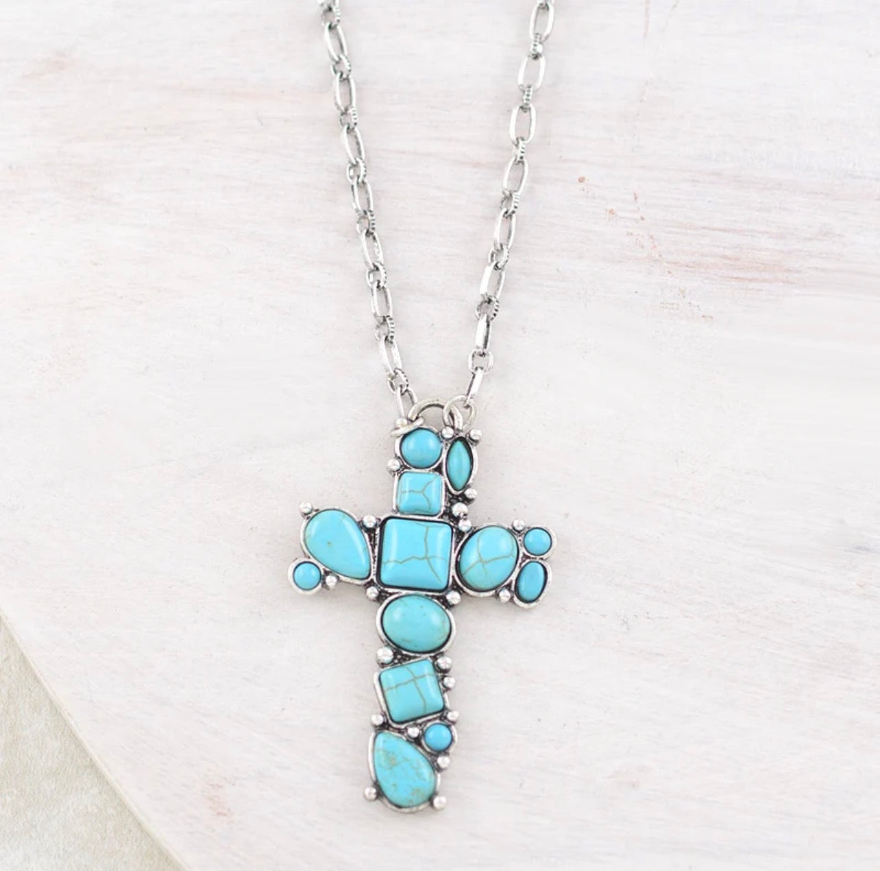 Turquoise Cross Pendant Necklace