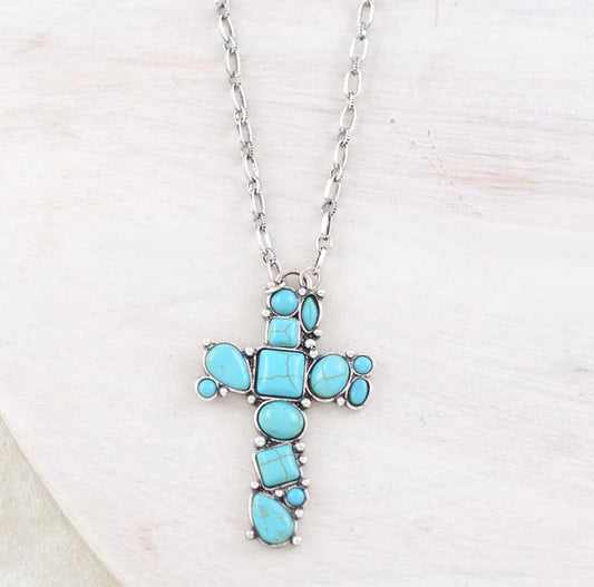 Turquoise Cross Pendant Necklace