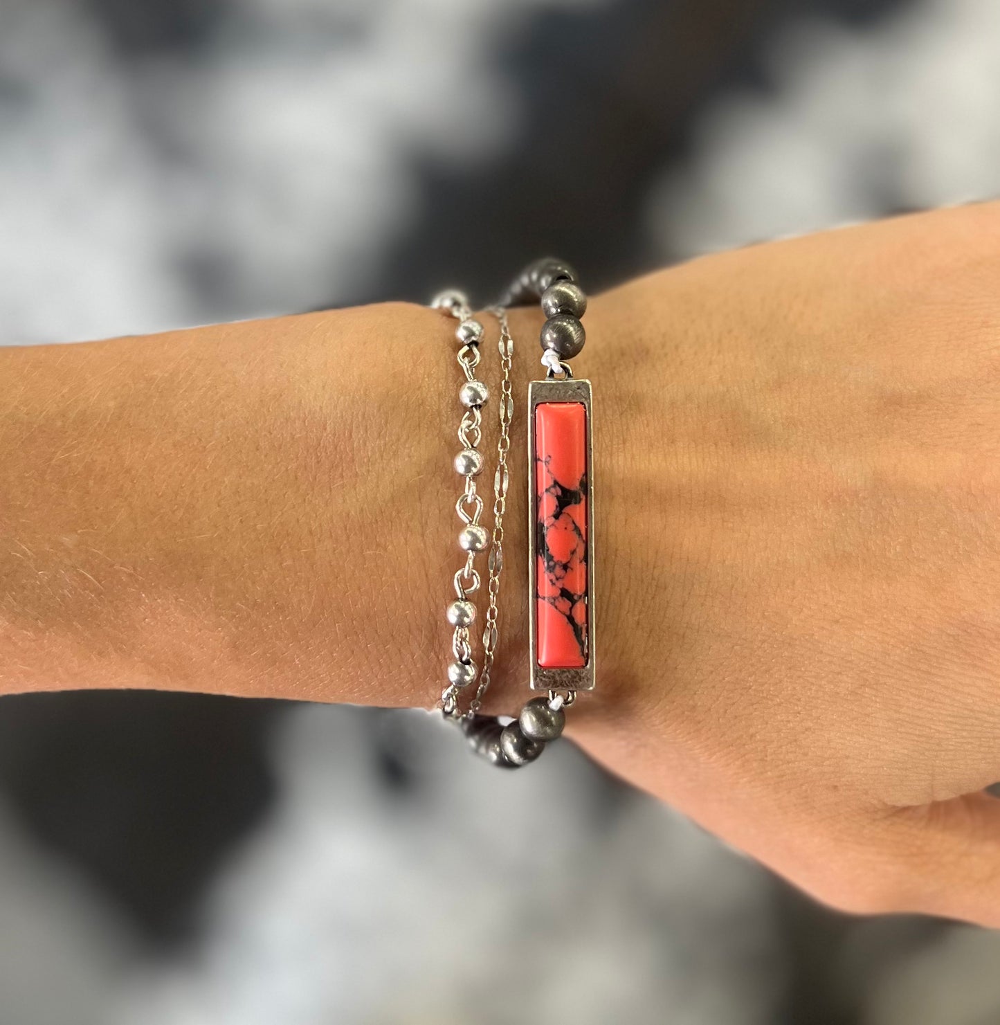 Navajo Semi Stone Bar Bracelet