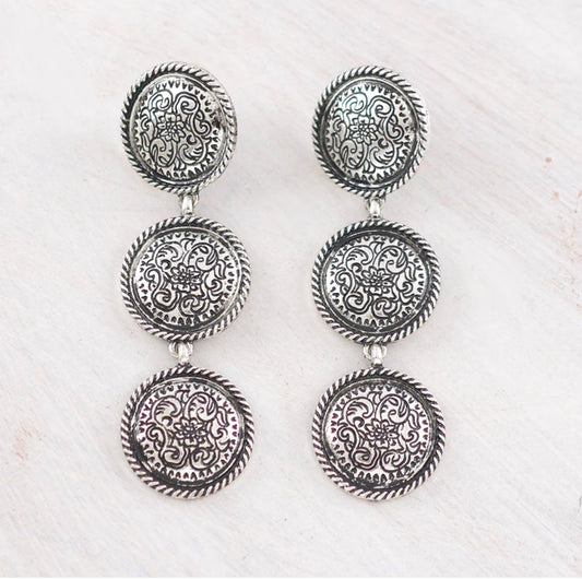 Tooled Concho Drop Earrings