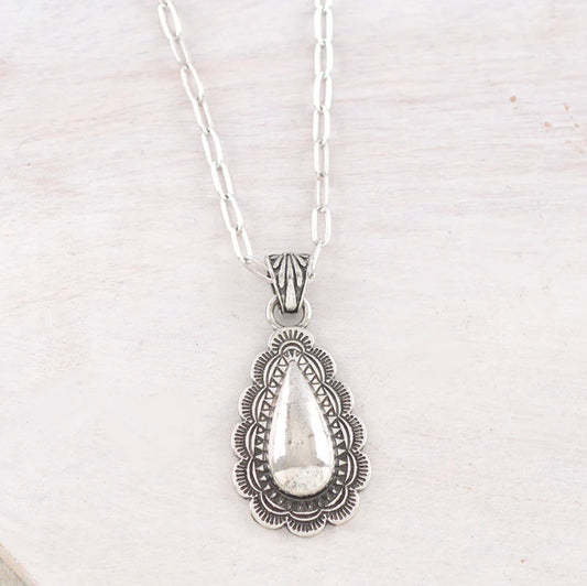 Scalloped Teardrop Pendant Necklace