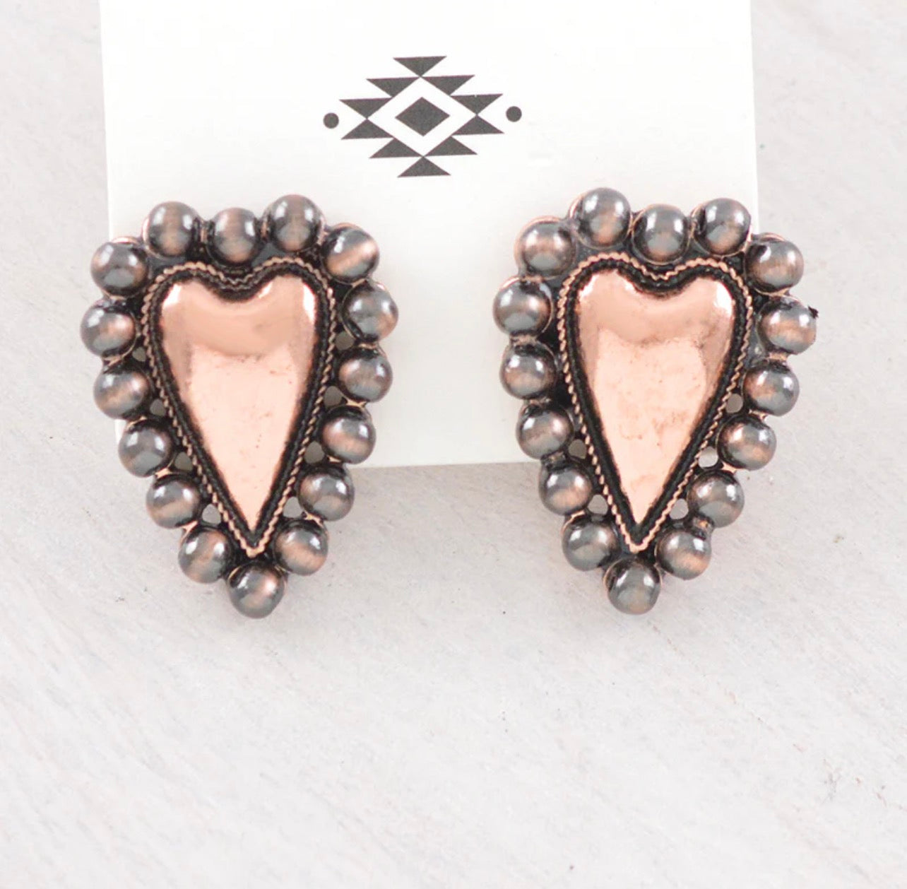 Navajo Pearl Bead Heart Concho Earrings