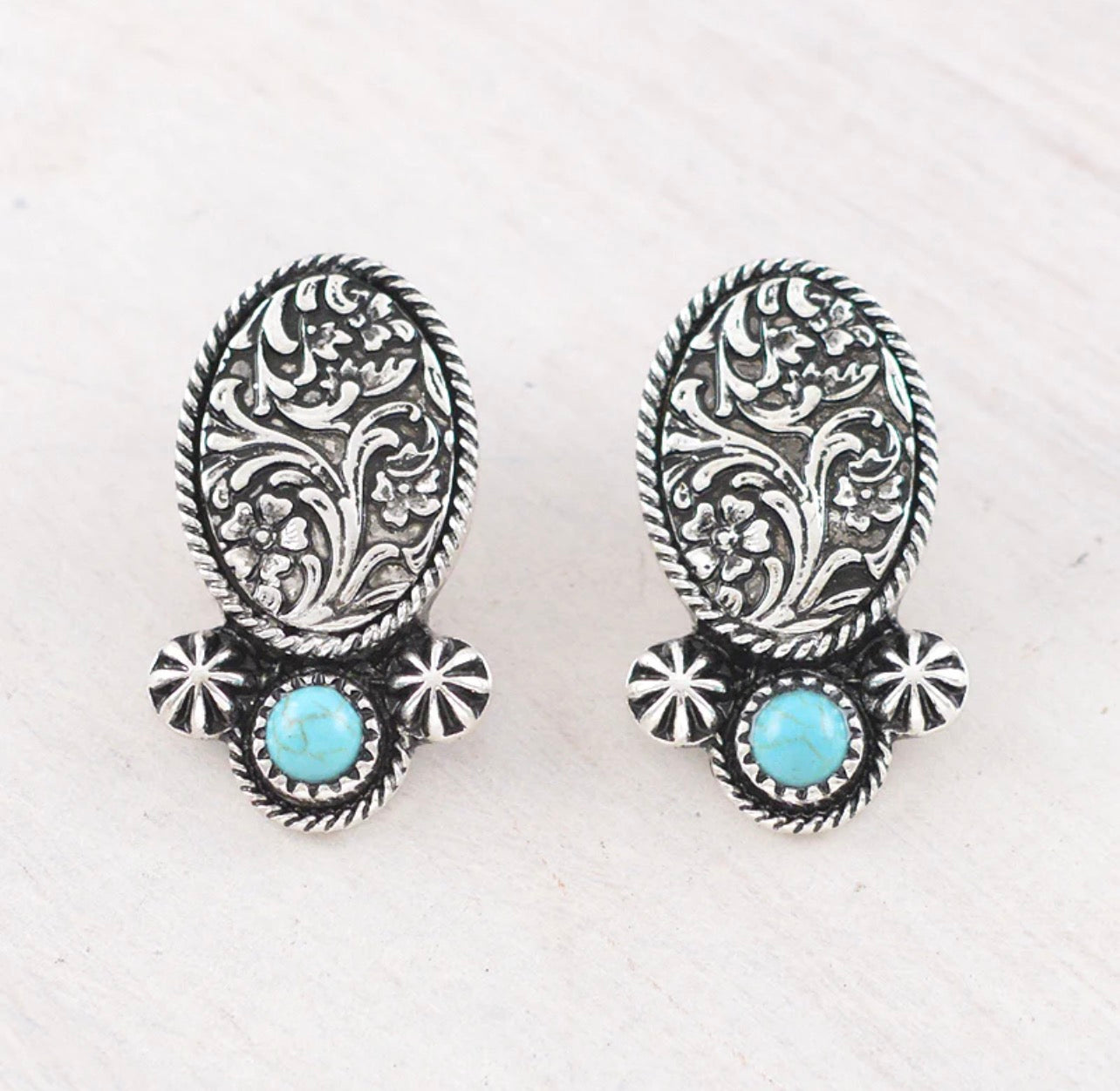 Turquoise Tooling Earrings