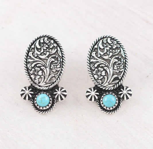 Turquoise Tooling Earrings