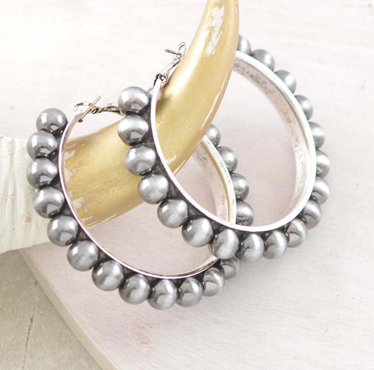 Navajo Pearl Bead Hoop Earrings