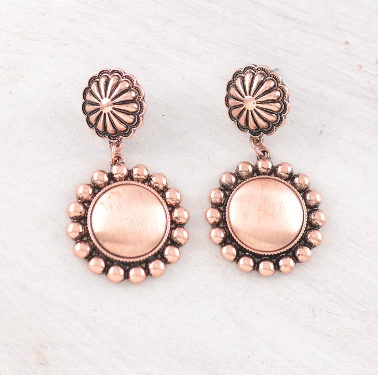 Circle Concho Dangle Earrings