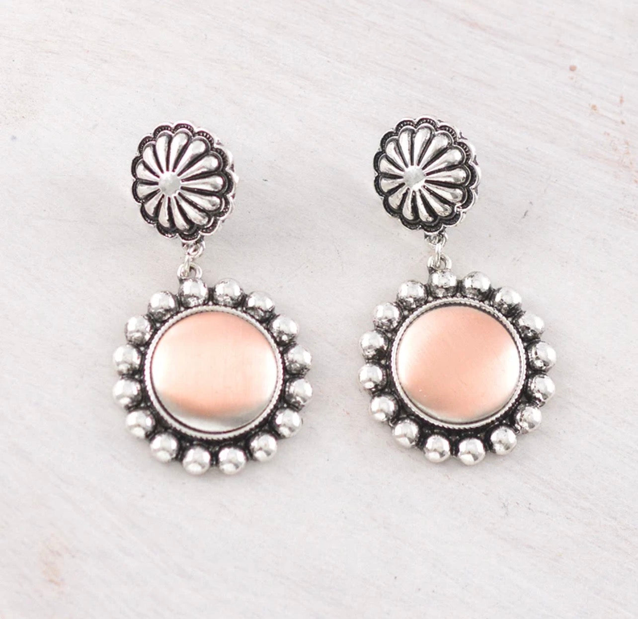 Circle Concho Dangle Earrings