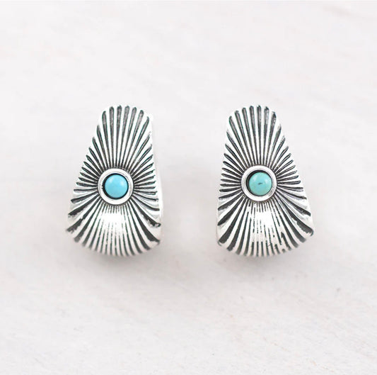 Western Hoop & Turquoise Earrings