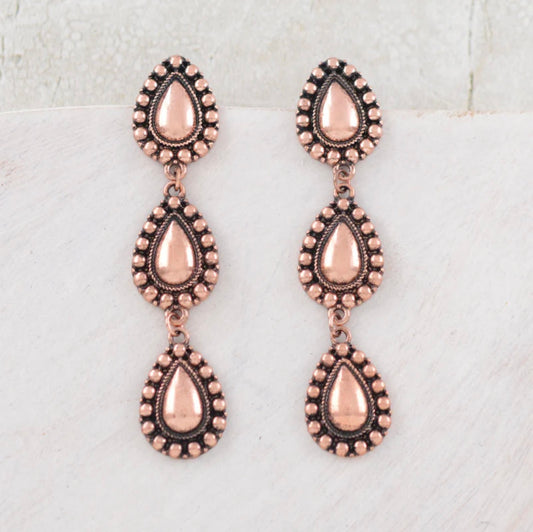 Teardrop Concho Drop Earrings