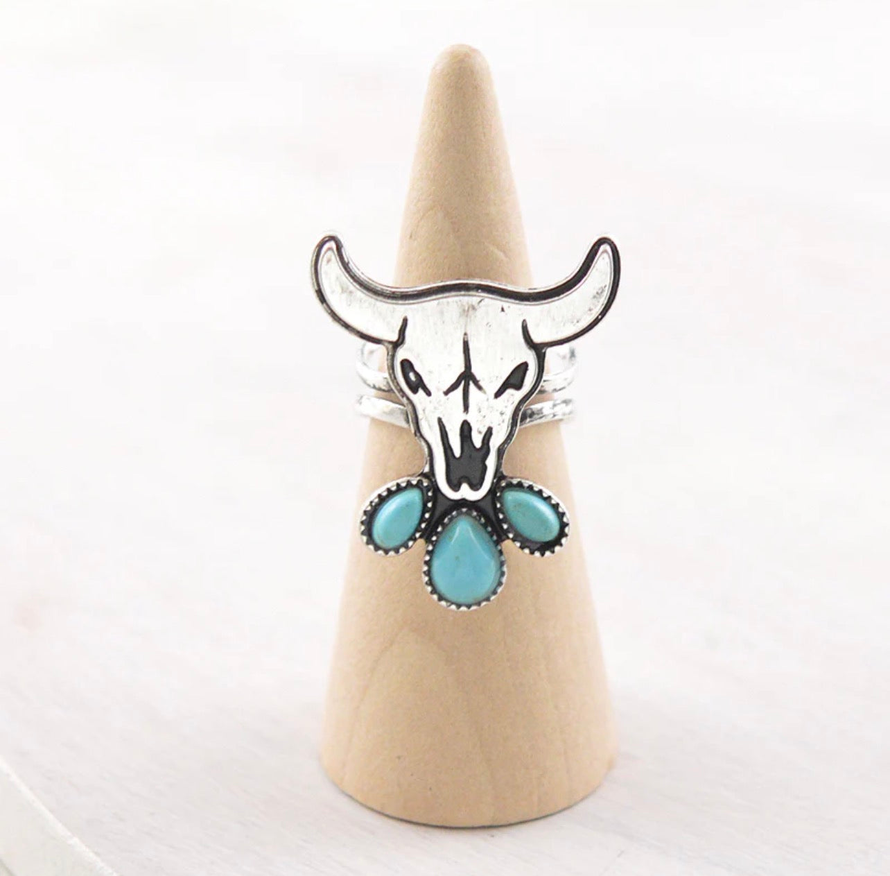 Turquoise Steer Skull Ring