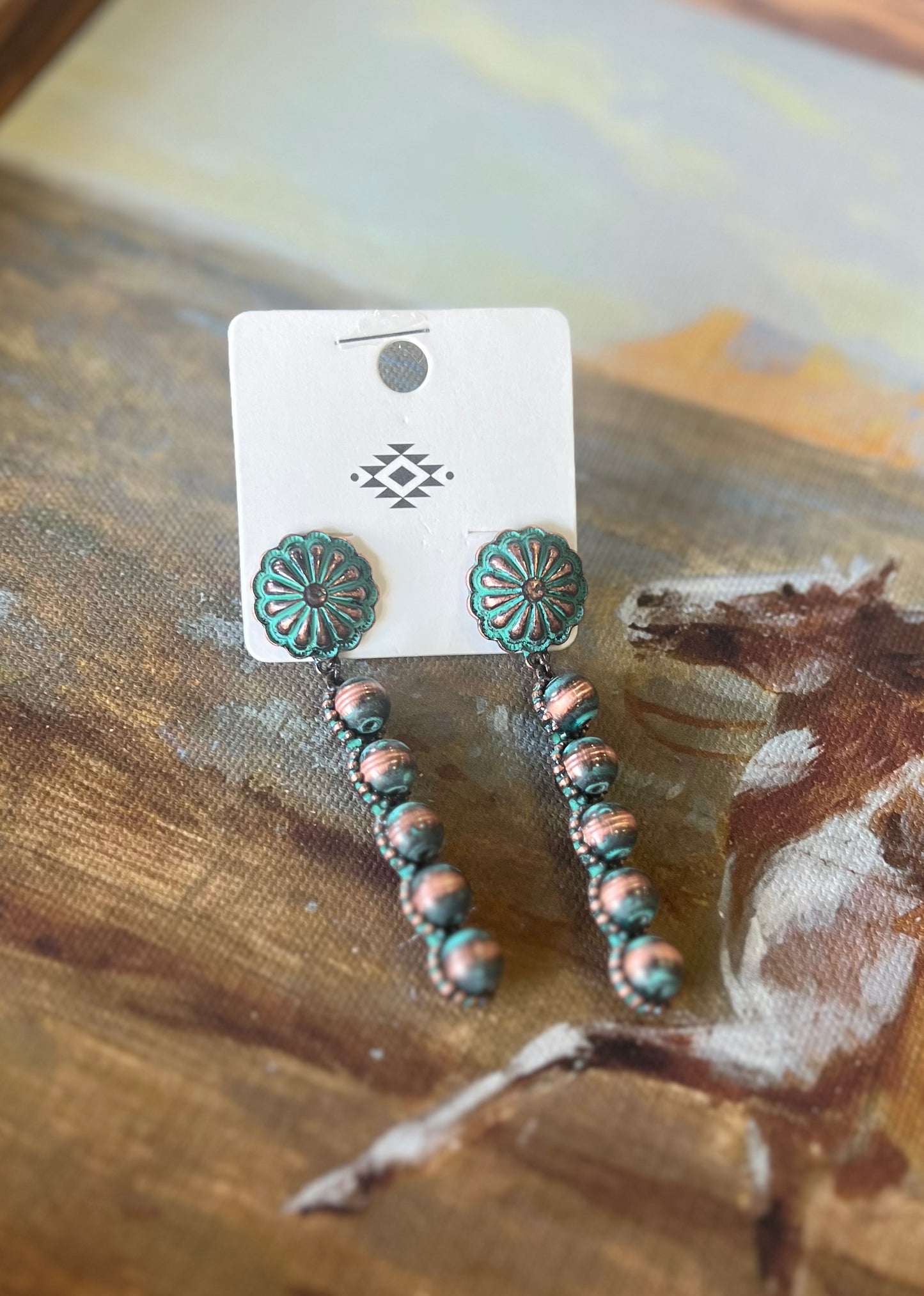 Navajo Pearl Bead Drop Earrings
