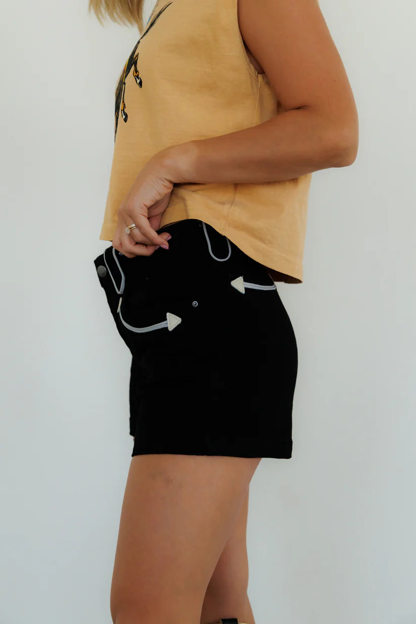 Black Smiley Shorts