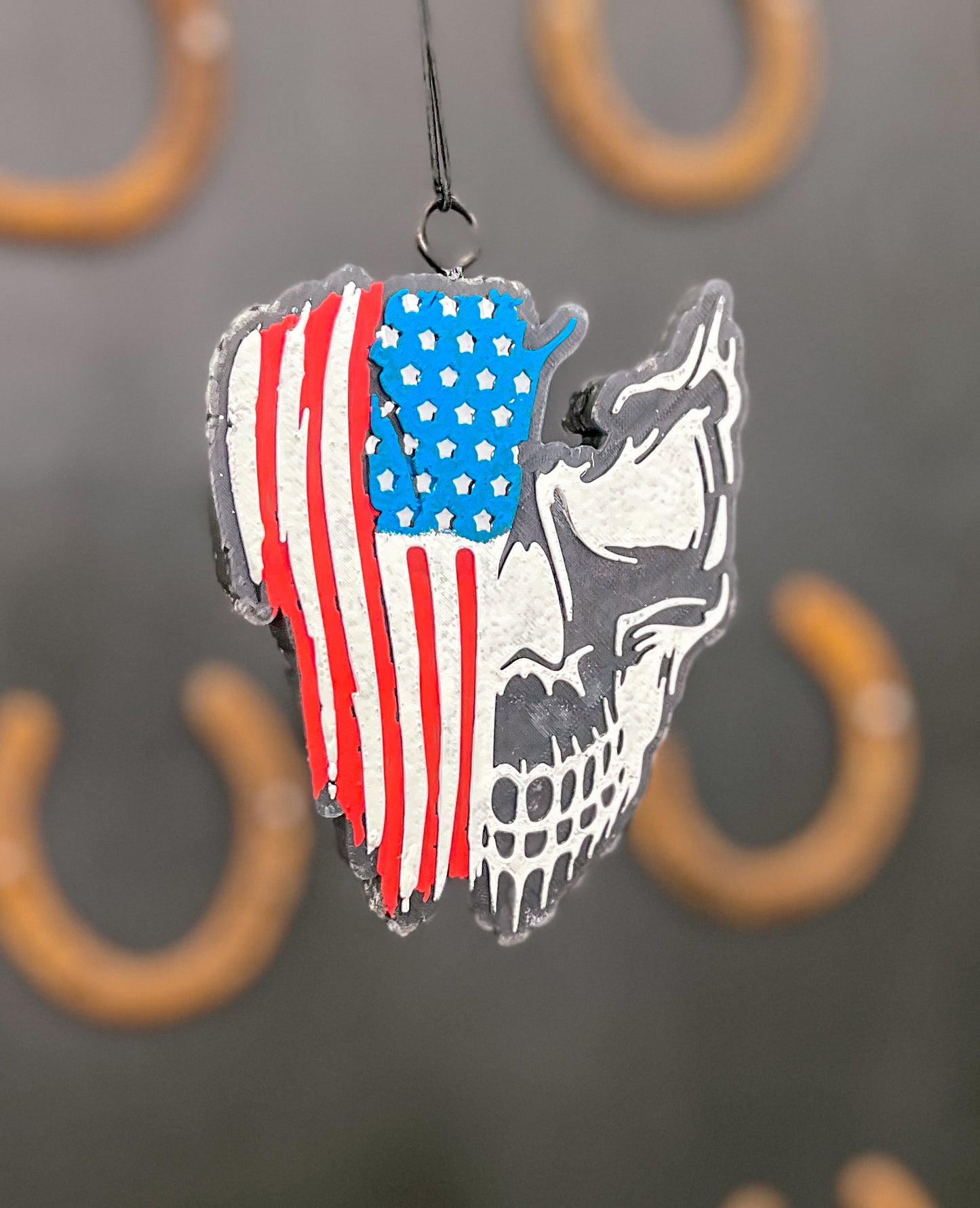 Flag Skull Freshie- Mahogany Teakwood