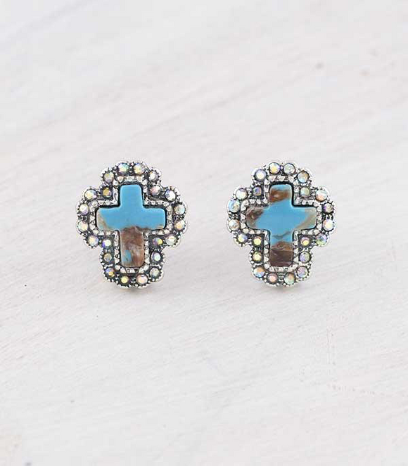 Turquoise Cross Earrings