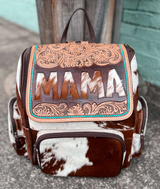 Mama Tooled Cowhide Backpack/Diaper Bag