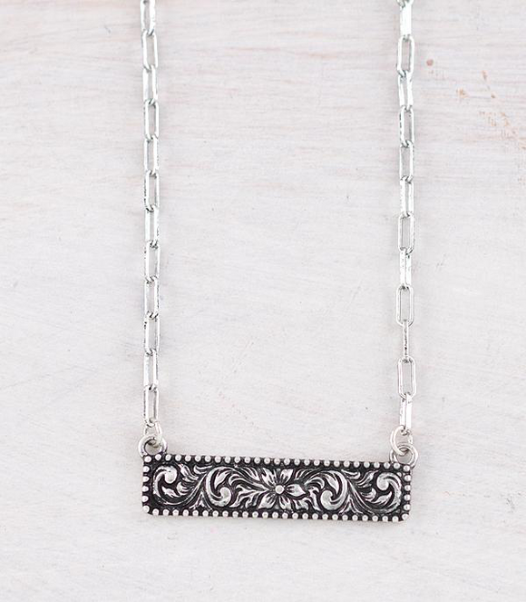 Tooled Bar Necklace