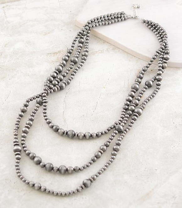 Navajo Pearl Bead & Saucer Layered Necklace