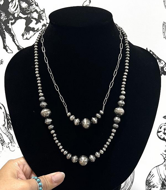 Layered Navajo Bead & Chain Necklace