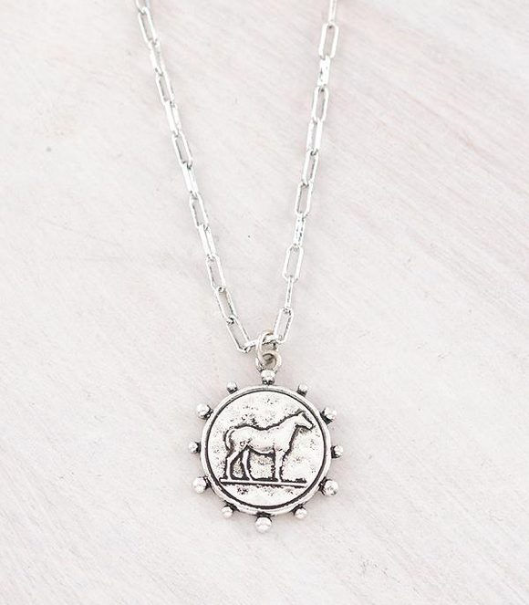 Horse Coin Pendant Necklace