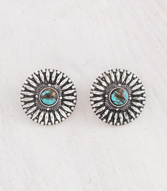 Turquoise Stone Concho Earrings