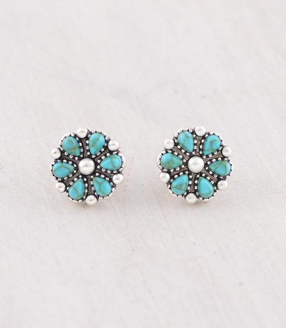 Turquoise Flower Studs