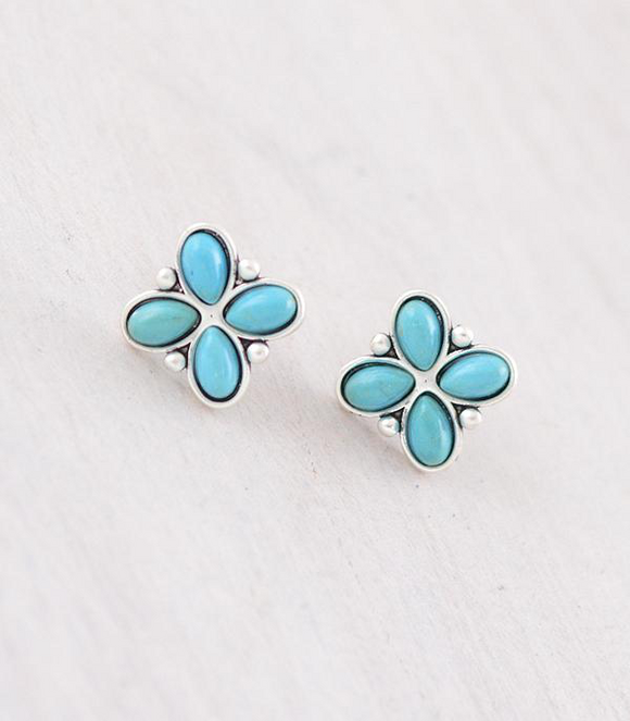 4 Stone Turquoise Studs