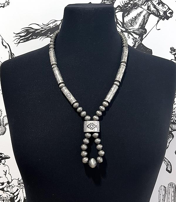 Gathering Barrel Bead Loop Necklace