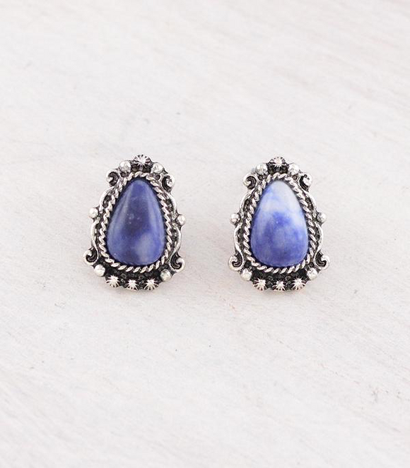 Blue Semi Stone Studs