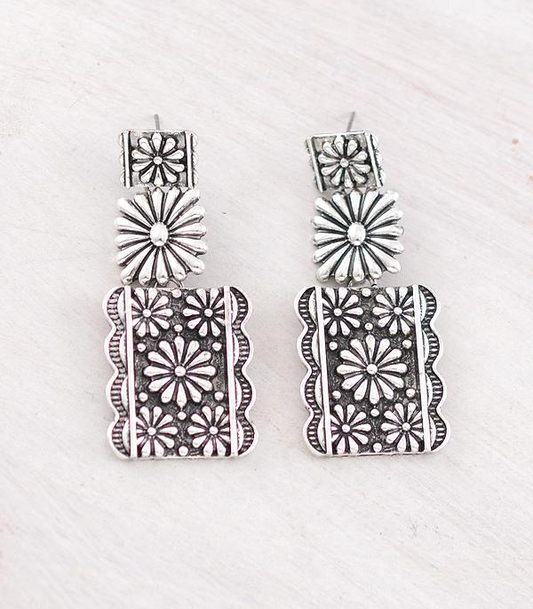 Layered Concho Dangle Earrings