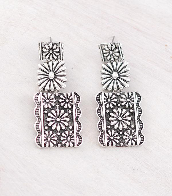 Layered Concho Dangle Earrings