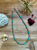 18” 5mm Navajo Pearls & Turquoise Rondelle Necklace