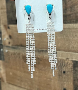 Teardrop Rhinestone Tassel Earrings