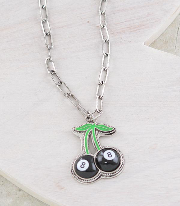 Eight Ball Cherry Necklace