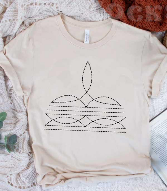 Boot Stitch Graphic Tee- Cream