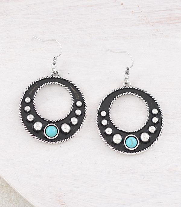 Turquoise Concho Hoop Earrings