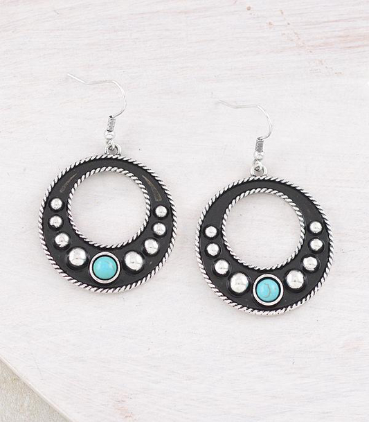 Turquoise Concho Hoop Earrings