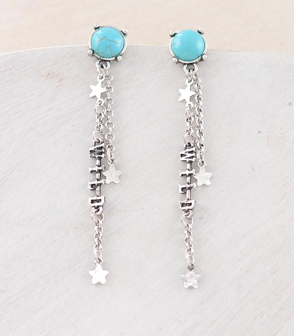 Western Dangle Turquoise Post Earrings
