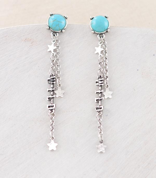 Western Dangle Turquoise Post Earrings