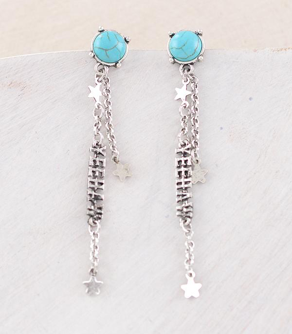 Western Dangle Turquoise Post Earrings
