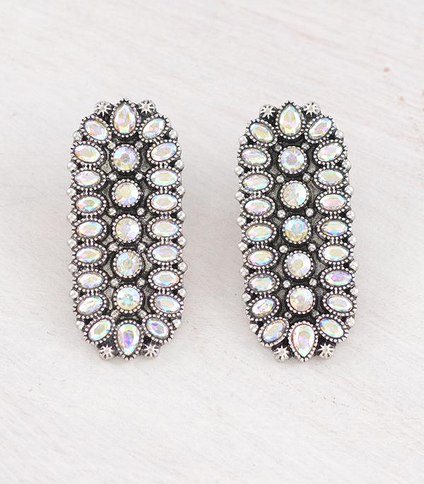 Glass Stone Statement Earrings