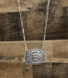 Tooled Buckle Initial Necklace