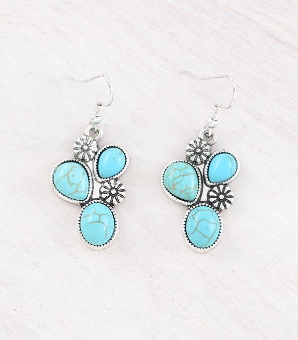 Cactus Semi Stone Earrings