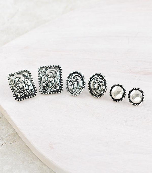 Tooled Earrings Set