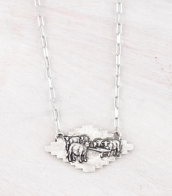 Aztec Cattle Pendant Necklace