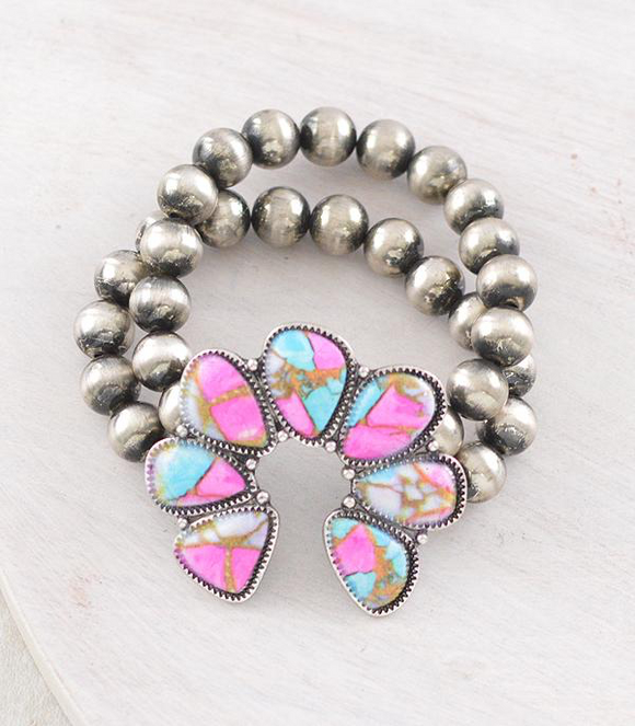 Cotton Candy Squash Blossom Bracelet