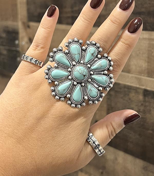 Turquoise Concho Statement Ring