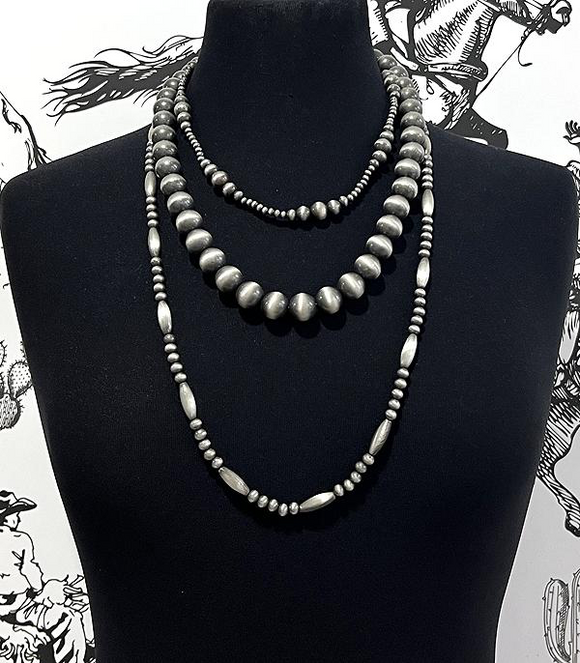 Torpedo Navajo Pearl Bead Layered Necklace