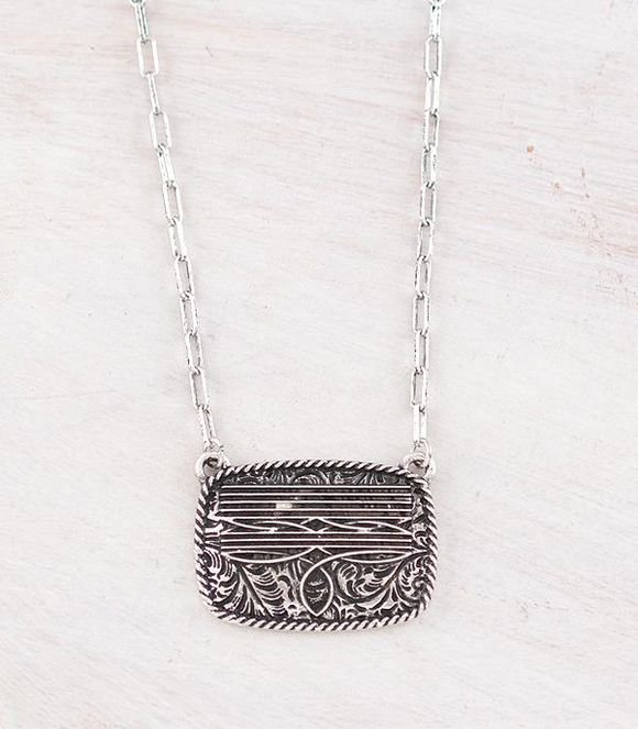 Boot Stitch Concho Necklace