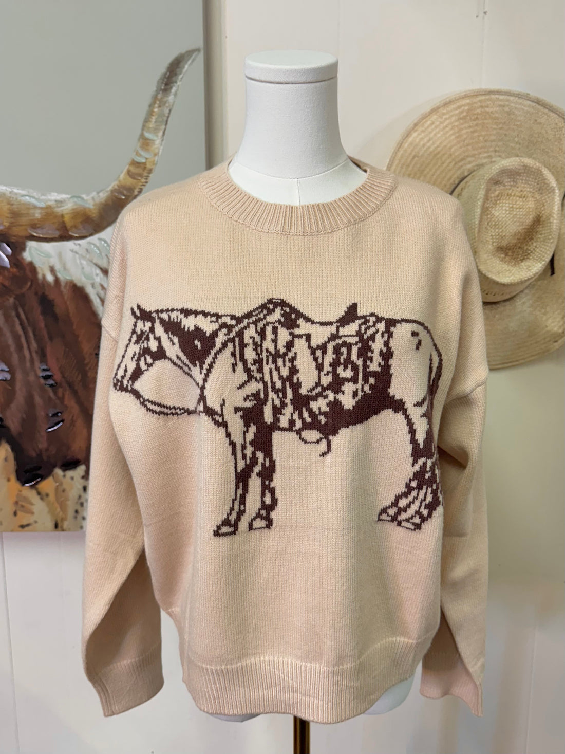 The Cowpony Crewneck Sweater *Cream