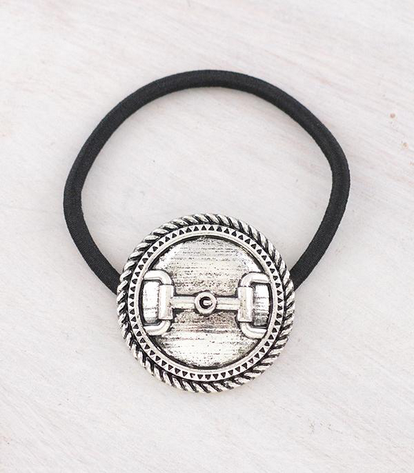 Horsebit Concho Ponytail Hair Tie